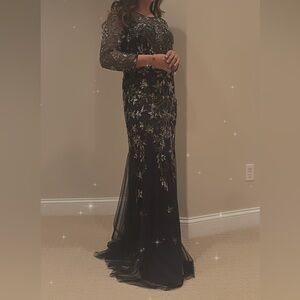 Embroidered /beaded dress in midnight blue /black